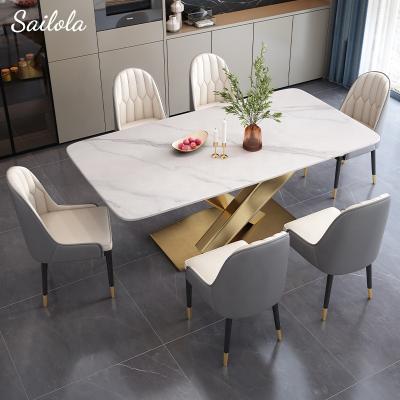 China Durable Nordic Modern Style Dining Table Chairs Dining Table Set Home Dinner Table Set 6 Chairs for sale