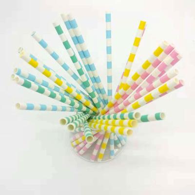 China Disposable Food Grade Wulian Various Color Printed Paper Drinking Straws 12mm 220mm for sale