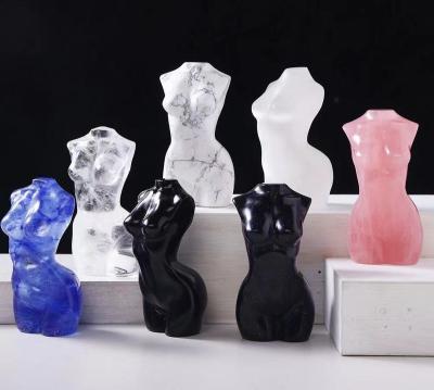 China China High Quality Black Obsidian Goddess Crystal Body Carving Woman Statue Natural Crystal Carving for sale