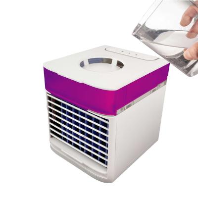 China Three Levels Speed ​​2021 New Design LED Light Mini Portable Air Conditioner Fan USB Ice Water Mist Air Cooler for sale