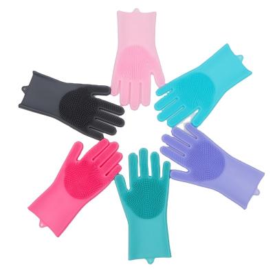 China New Design Eco-friendly Gloves Kitchen Scrubber Silicone Dishwashing Cleaning Gloves for sale