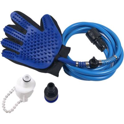 China Sustainable Fun Pet Grooming Brush Glove With Water Pipe Pet Cleaning Glove for sale