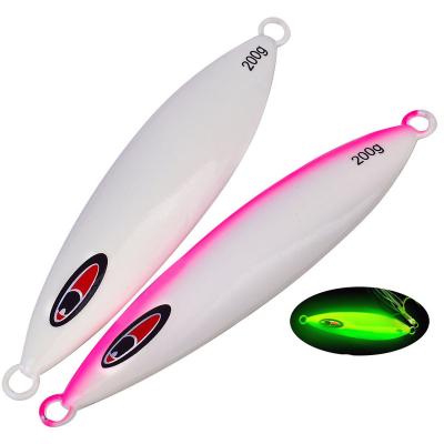 China Durable 2024 NEW arrival 80g 100g 200g 300g Deep sea fishing glow metal jig lure slow pitch luminous jigger bait with octopus hooks for sale