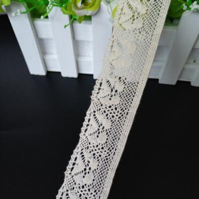 China 35mm Workable Width Thin Cotton Lace Trimming Crochet Crochet Cotton Lace Trimming High Quality For Garment Clothes for sale