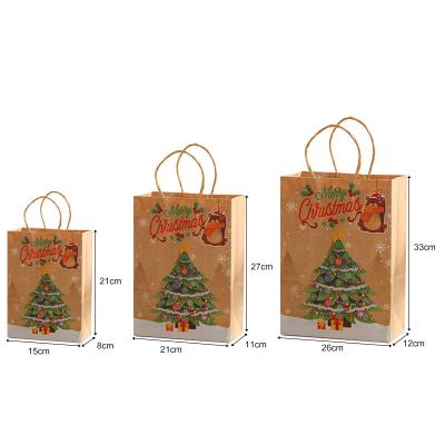 China Bio-degradable Eco Friendly Custom Printed Christmas Kraft Gift Bags Carrying Craft Takeaway Food Packaging Paper Bag With Handle for sale