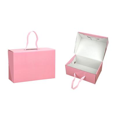 China Recyclable Pink Packaging Mailer Box Fold Corrugated Cardboard Paper Baby Gift Shipping Box with Custom Logo for sale