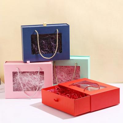 China Recyclable Factory Direct Custom Logo High Quality Transparent PVC Window Flip Ladies Gift Packaging  Paper Box With Ribbon for sale