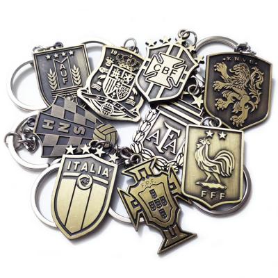 China Pendants and Collections Wholesale Custom Metal Bronze National Soccer Football Team Key Chain Logo Chain for sale