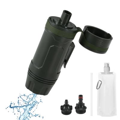 China Outdoor Hotel Water Filter Series OEM Sports Survival Bottle With Straw Custom Logo Mini Outdoor Water Purifier for sale