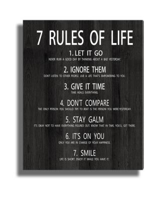 China Modern Minimalist Modern Style 12 *15 inch 7 Rules Of Living Poster Canvas Art painting House Decorative Wall Art Painting for sale