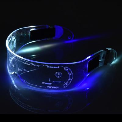 China Eyewear Trade Cool Cyberpunk Glasses 7 Clear Color Led Rezz Lightweight Lens Shade Glass Shades Robocop Futuristic Nightlife Dropshipping Sunglasses for sale