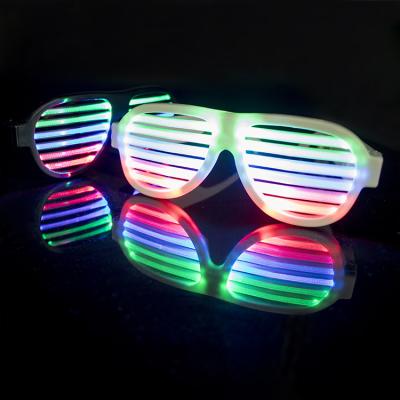 China Gift Rechargeable Light Up Neon Shutter Led Flashing Glasses Festival Rave Party Led Eye Glasses for sale