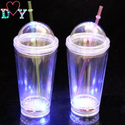 China 3 Function Hot Selling Led Flashing Led Plastic Drink Cups With Straws For Live House /party vocal concert/bar /dj/disco/club for sale