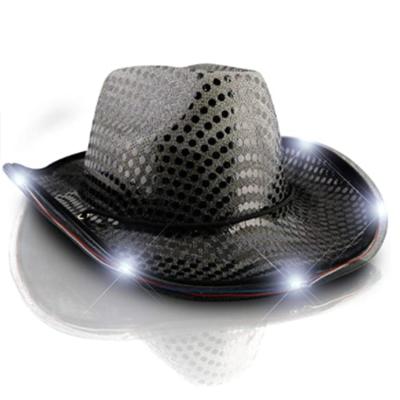 China ABS Flash Adults Men Kids Cowboy Hat Led Light Fit Black Cowboy Hats for sale