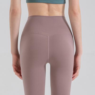 China Breathable New spring/summer shampooed nude, no embarrassment line, high waist, hip lift, stretch fitness yoga pants for sale