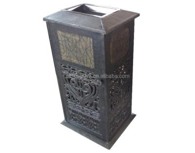 China Fields Multiple Square Cast Aluminum Waste Garden Rubbish Dust Bin Container Luxury Waste Bin for sale