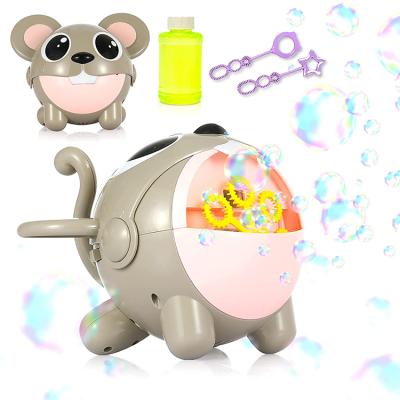 China Plastic Kids Water Bubble Machine Toy Automatic Bubble Shooter With Light And Batteries for sale