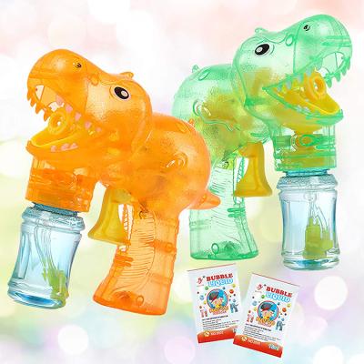 China Plastic Summer Bubble Gun Toy Toddlers Dino Bubble Maker Outdoor Popular Manual Fan for Birthday Party for sale