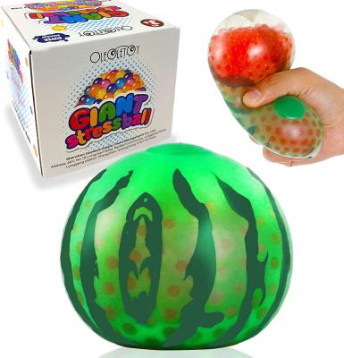 China Eco-Friendly Material Watermelon Giant Stretchy Water Beads Wiggle Ball Squeeze Balls Stress Reliever Toys for sale