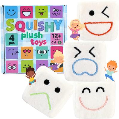 China Cute Eco-Friendly Material Face Emotions Baby Blocks Squishies Sensory Stress Toys Mini Soft Stretchy Squeeze Toys for sale