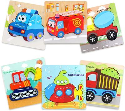 China Eco - Friendly Wooden Puzzle Children 's Educational Material Traffic Toys for sale