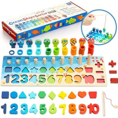 China Wooden Geometric Math Toys Kids Knowledge Montessori Board Toys Environmental Multifunctional Counting Early Educational Toys For Children for sale