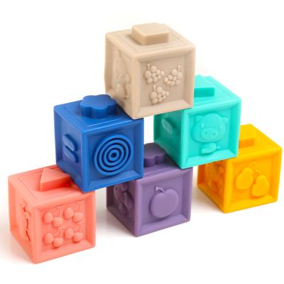 China Best Fashion Friendly Soft Eco-friendly Silicon Material Rubber Building Block For Kids Children Baby Toys for sale