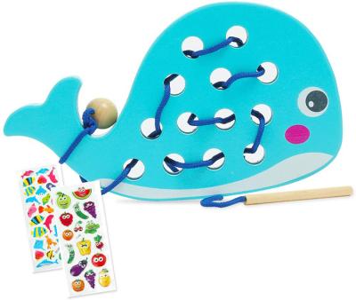 China Whale Eco-friendly Material Animals Threading Toys Early Montessori Learning Lacing Toy Fine Motor Skill For Toddlers for sale