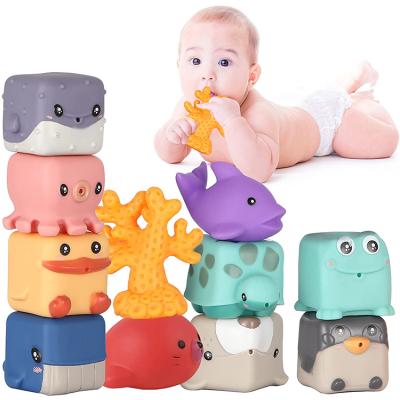 China 2021 Eco-friendly Materials Hot Sale Baby Teething Toys Children Squeeze Play Montessori Educational Toys With Cute Animals for sale