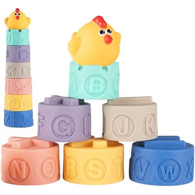 China Baby Toy Colorful Infant Alphabet Blocks Safe BPA Free Silicone Eco-friendly Material Matching Educational Toys for sale