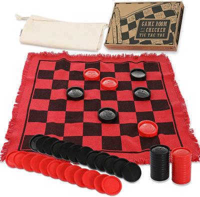 China Eco-Friendly Cloth Material Controllers and Tic Tac Toe with Reversible Cover Family Board Game for Indoor Outdoor Games for sale