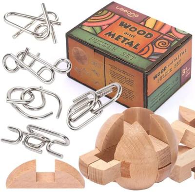 China Brain Metal Puzzles Set Wooden Eco-friendly Material for sale