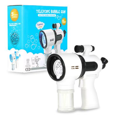 China Plastic Kids Telescope Music Bubble Gun Toys Automatic Blower Maker Machine Bubble Summer Soap Outdoor Toy for sale