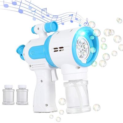 China Automatic Plastic Bubble Gun Toys Light Music Electric Gifts Bubble Gun Bubble Machine For Kids for sale