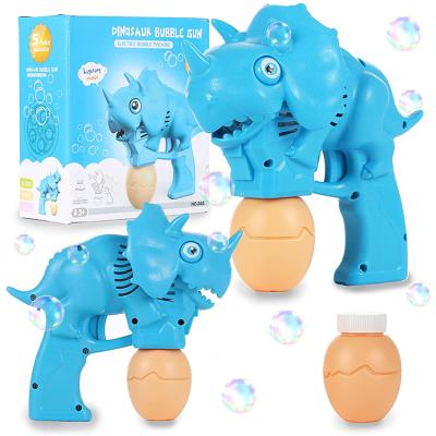 China Rich Bubble Toys Gun Fun Plastic Dinosaur Water Cool Bubble Maker With 2 Dinosaur Eggs Bubble Liquid for sale