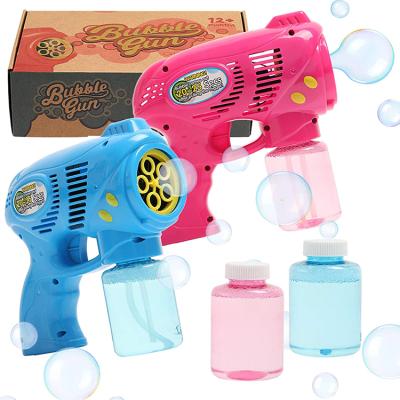 China Plastic Amusement Outdoor Party Toys Colorful Bubble Gun Rich Bubbles Gun Machine Toys Fan For Kids for sale