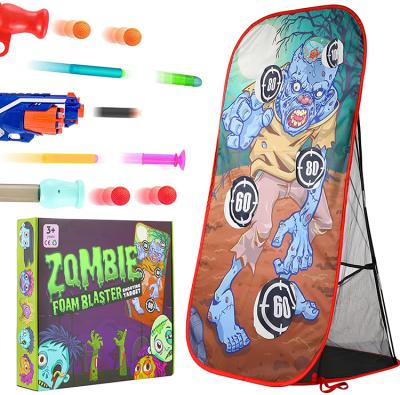 China Eco-Friendly Material Target Toy Foam Blasters Zombie Shooting Practice And Indoor Outdoor Gun Shooting Game Set With Storage Net for sale