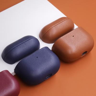 China For AirPods pro 2022 custom pure color genuine leather earphone cover case for airpods GEN 3 case for airpods 3 case for sale