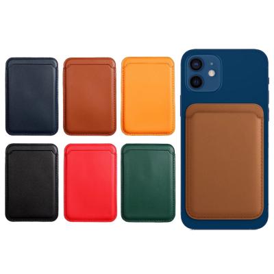 China Real Leather Shockproof Magnetic Safe Wallet For Magsafe Phone Card Holder Magnetic Wallet For iPhone 12 for sale