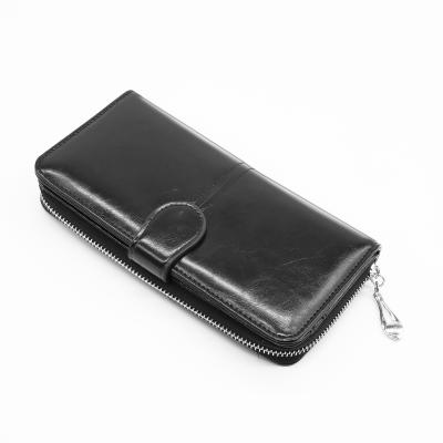 China Wholesale Classic Vintage Men Clutch Bag Oil Wax Surface Classic Genuine Leather Wallet for sale