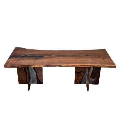 China Natural Environmental Protection Dining Room Furniture Walnut Bent Side Black Coffee Slab Table 140x80 for sale