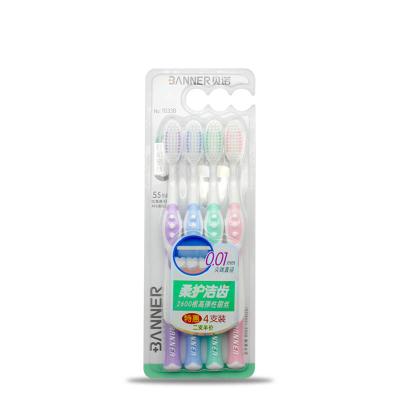 China Set Toothbrush BANNER 4pcs Pack Set Cheap Toothbrush With Soft Bristles for sale