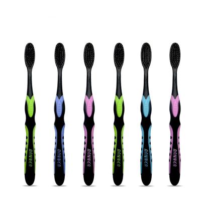 China Disposable BANNER 3 Piece Activated Charcoal Set Stiffens Black Toothbrush for sale