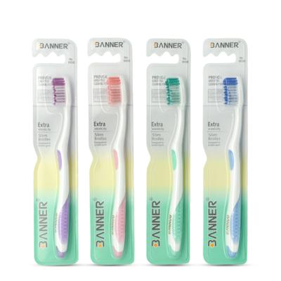 China Disposable Adult Manual Extra Clean Medium Toothbrushes With Soft Medium Nylon Bristles BPA Free for sale