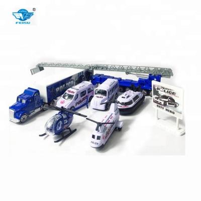 China Hot Selling Eco - Friendly Police Set Toy With Die Cast Car And Helicopter for sale