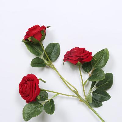 China China Supplier Natural Touch Artificial Hair Top 3 Rose For Valentine's Day for sale