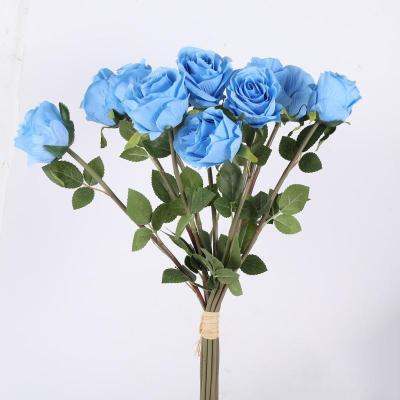 China Popular Touch Natural Hot Selling Bouquet Artificial Flower Wedding Supplies Ten Snow Mountain Roses for sale