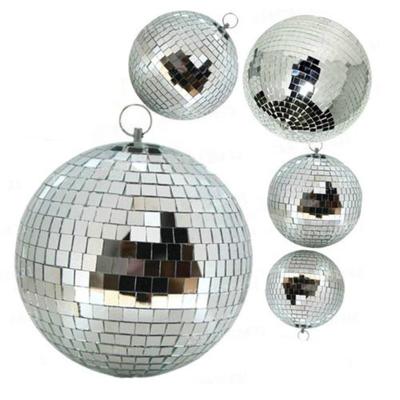 China Theme Park Disco Mirror Ball With Motor Silver Glass Balls Reflection Disco Mirror Ball Hanging Decorative Lights 10 Inch 25cm for sale