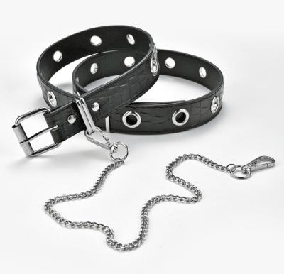 China Explosive black chain female grain croc ornament ALLOY style casual grain buckles all-match jeans belt for sale