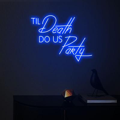 China Custom Clear Acrylic Led Light Sign Office Til Death Do Us Party Sign for sale